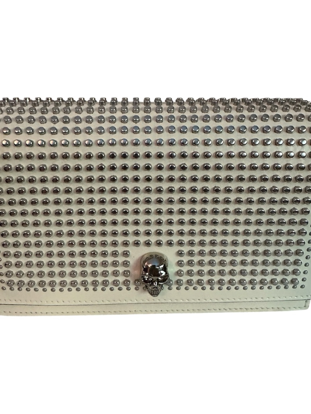 Alexander McQueen White Studded Skull-Clasp Crossbody Bag